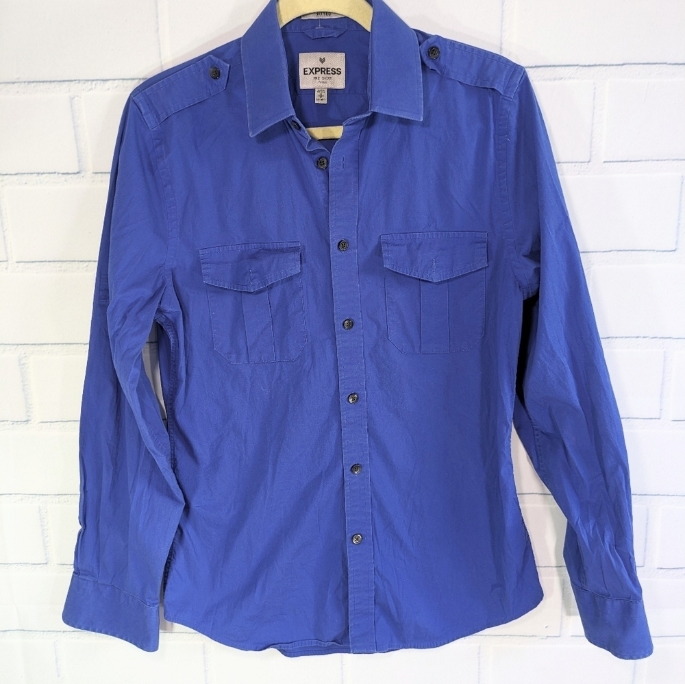 Express Bright Blue MK2 Fitted Dress Shirt